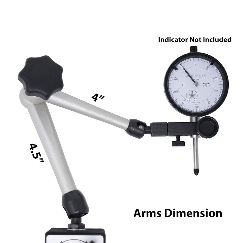 Clockwise Tools Magnetic Base, MGBR-01, Magnetic Stand for Digital Dial Indicators, 176lbs Max Pull - Image 2
