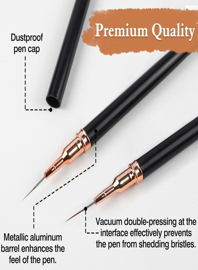 Brvlsoc 5PCS Metallic Nail Art Liner Brush Set - Fine Detail Pens for Thin Lines, UV Gel Polish Painting & Nail Design (Black Handles) - Image 3