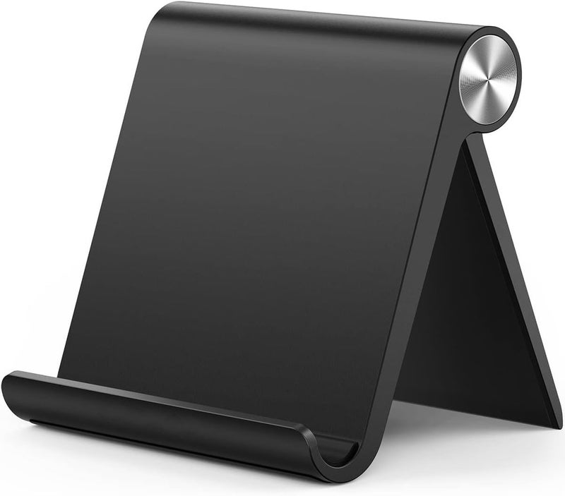 STRIFF Multi Angle Tablet Tabletop Stand. Holder for iPhone, Android, Samsung, OnePlus, Xiaomi. Portable, Foldable Stand. Perfect for Bed,Office, Home, Gift and Desktop (Black) - Image 1
