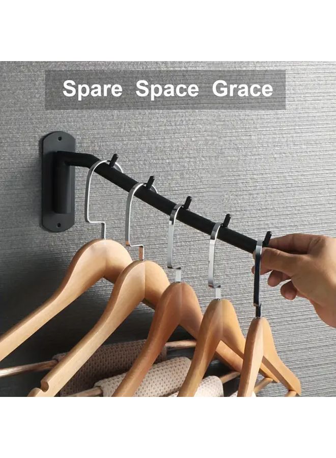 Black 2pcs Heavy Duty Wall Mounted Rotating Clothes Hook 44 Lbs Capacity Stainless Steel Folding Hanger Rack Space Saving Multi Hook Organizer - Image 5