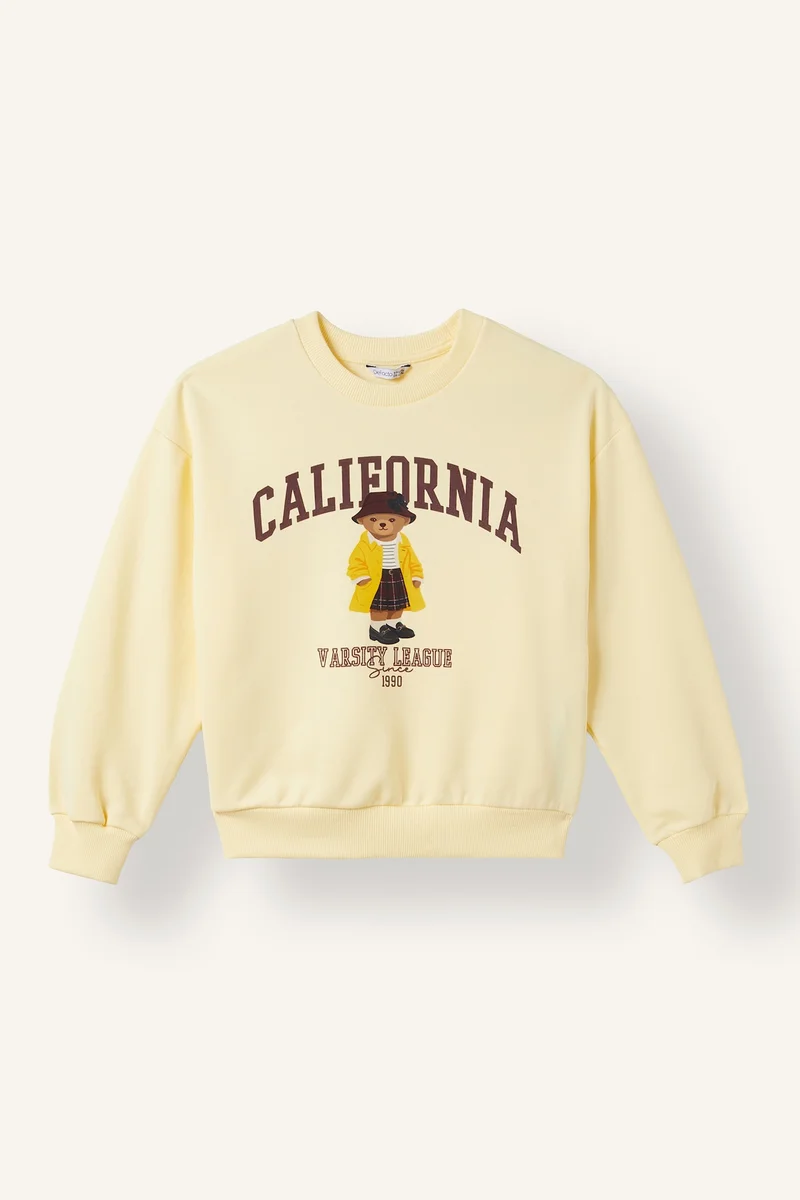 Defacto Relax Fit Animal Print Crew Neck Sweatshirt