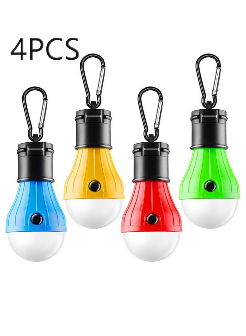 Unewshi Portable LED Camping Light, 4 Packs Tent Lamp, Tent Light Bulbs Lantern Battery Powered with Clip Hook for Emergency Backpacking, Camping - Image 1