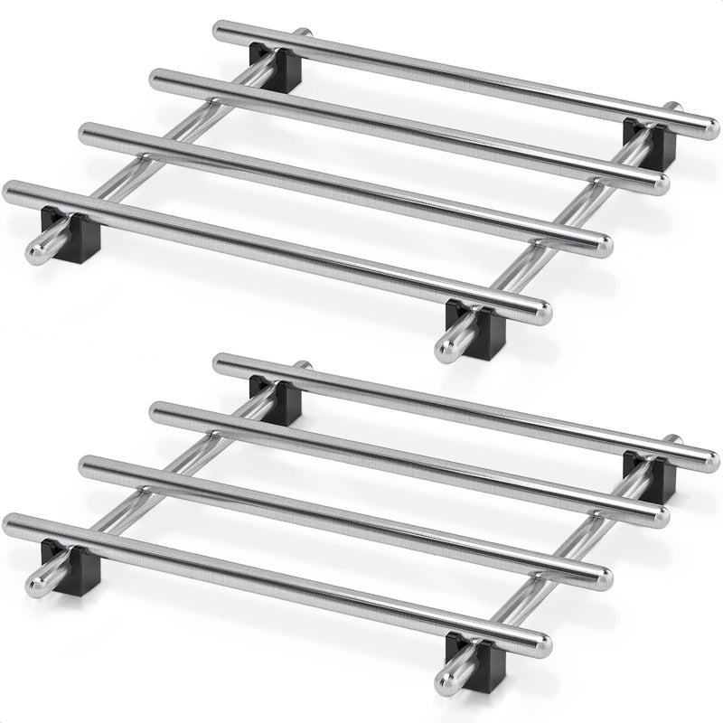 LEGLO 2 Pcs Metal Trivets for Hot Dishes - Stainless Steel Trivet Set | 7" x 7", Heat & Rust-Resistant | Rubber Anti-Slip Feet for Countertops & Tables | Protects Surfaces from Hot Pots, Pans, and Bakeware - Image 1