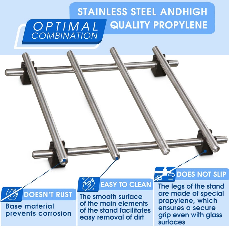 LEGLO 2 Pcs Metal Trivets for Hot Dishes - Stainless Steel Trivet Set | 7" x 7", Heat & Rust-Resistant | Rubber Anti-Slip Feet for Countertops & Tables | Protects Surfaces from Hot Pots, Pans, and Bakeware - Image 3