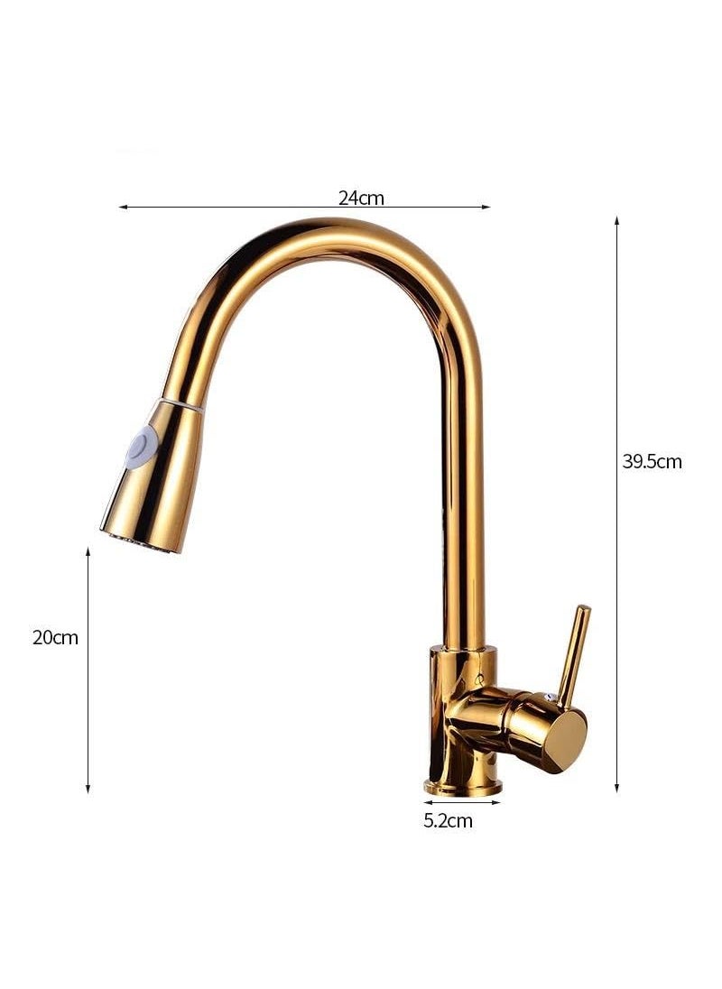 Shop Clozer Store PullDown Kitchen Tap Faucet Comes with Dual Water System 360 Swivel Good for Use Single Linver Controll Hot and Cold Water Mixer Golden