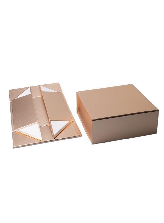 Rose Gold Flip-Top Folding Gift & Shoe Storage Box - Medium (11.0"x7.9"x3.5") - Perfect for Heels, Loafers, Sneaker Packaging - Image 2