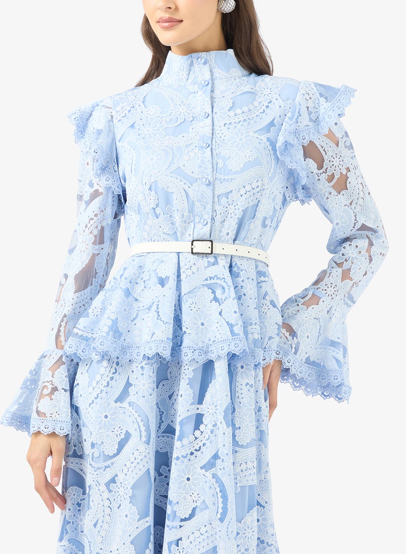 خزانة فستان دانتيل بخصر بيبلوم - Image 3