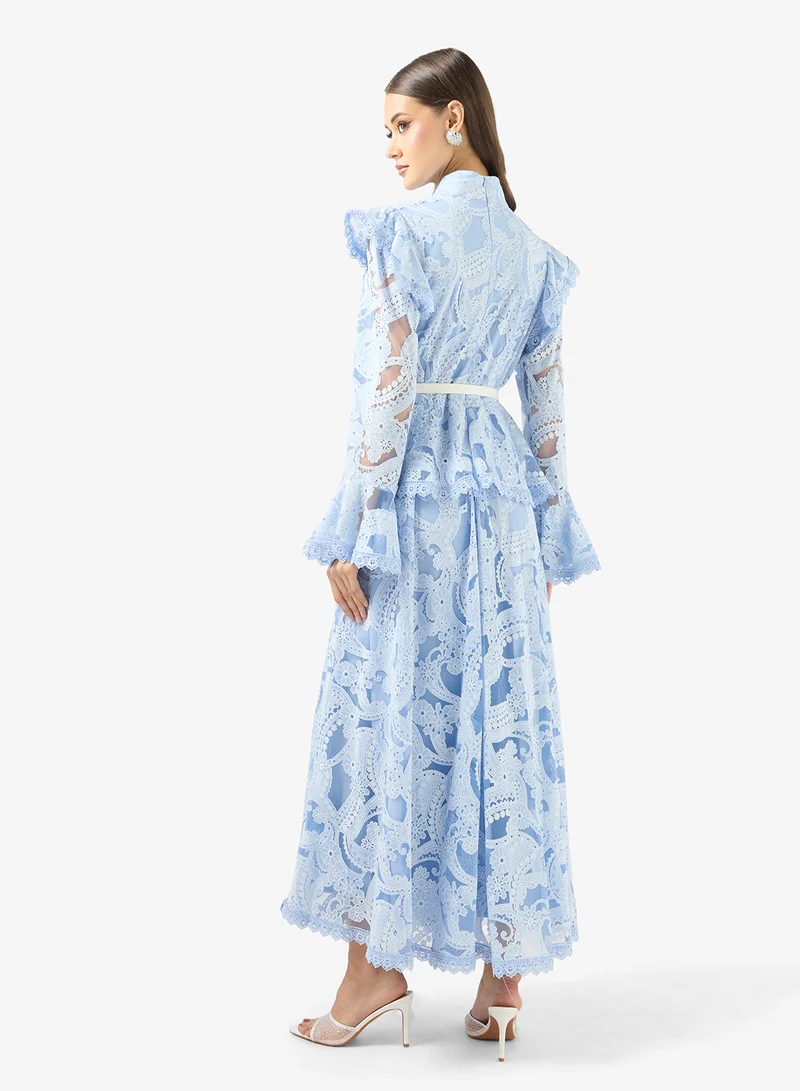 Khizana Peplum Waist Lace Dress