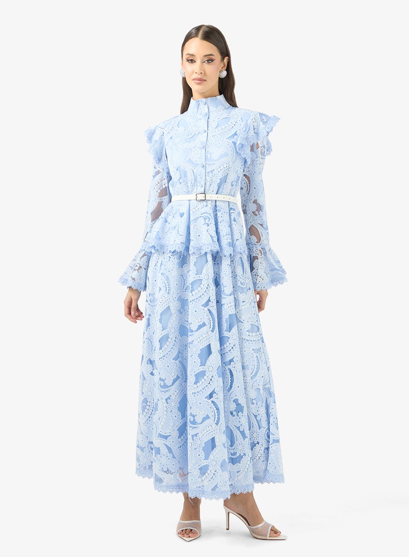 خزانة فستان دانتيل بخصر بيبلوم - Image 1