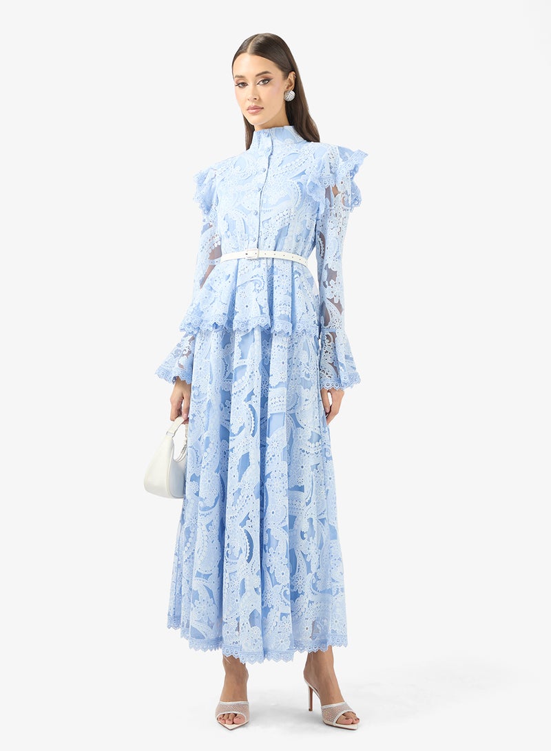 خزانة فستان دانتيل بخصر بيبلوم - Image 4