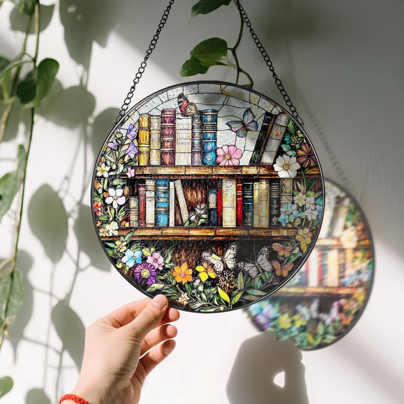LAOWEIKI 8'' Stained Glass Suncatcher Ornament, Stained Glass Window Hanging, Sun Catchers for Windows Hanging Ornaments, Window Decor | Book Club Gift, Fantasy Book Lover Gift, Reader Gifts - Image 3