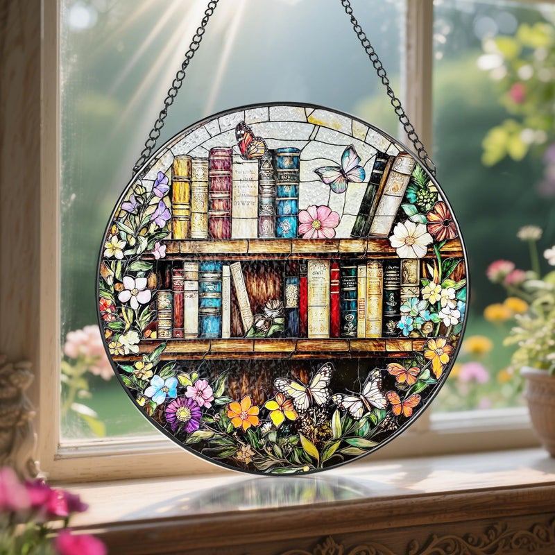 LAOWEIKI 8'' Stained Glass Suncatcher Ornament, Stained Glass Window Hanging, Sun Catchers for Windows Hanging Ornaments, Window Decor | Book Club Gift, Fantasy Book Lover Gift, Reader Gifts - Image 5