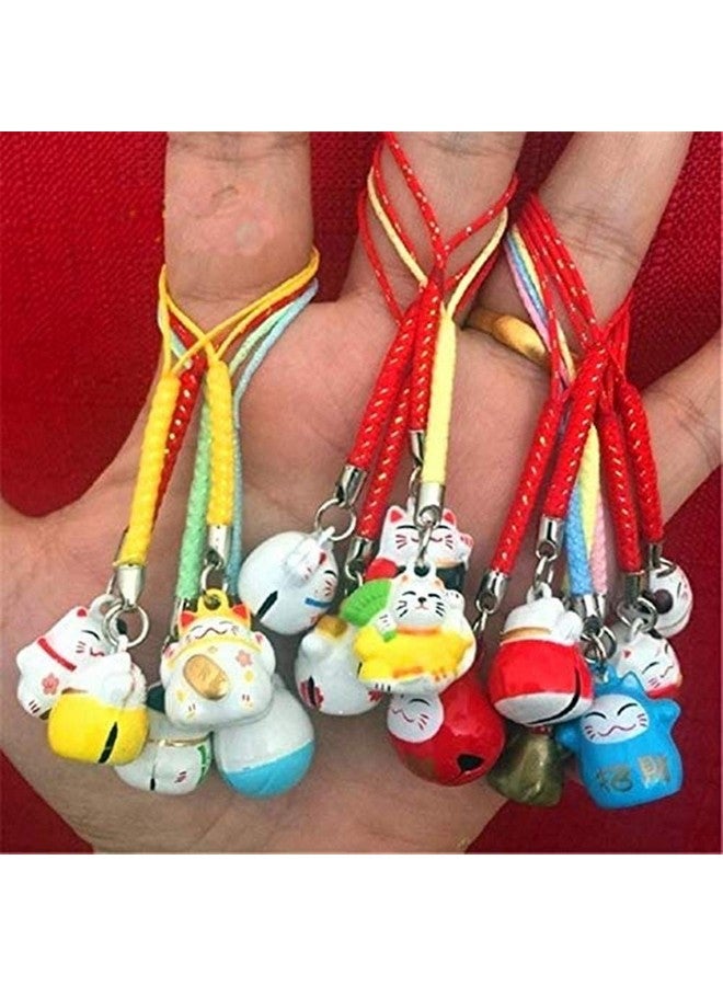 EatingBiting 15Pcs Random Maneki Neko Fortune Lucky Japanese Beckoning Cat Keyring Keychain Key Rings, Fengshui Fortune Lucky Cat Kitty Key Chains Wealth Health Fortune Rich Money Symbol 15 Pack - Image 1