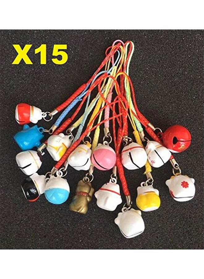 EatingBiting 15Pcs Random Maneki Neko Fortune Lucky Japanese Beckoning Cat Keyring Keychain Key Rings, Fengshui Fortune Lucky Cat Kitty Key Chains Wealth Health Fortune Rich Money Symbol 15 Pack - Image 5