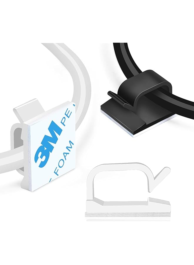 Green Tiger 100 PCS Adhesive Cable Clips,Upgraded Wall Wire Clips for Cable Management,Cable Management Staples for Under Desk, Car, Wall, TV, PC, Ethernet(Large, 50pcs White&50pcs Black) - Image 1