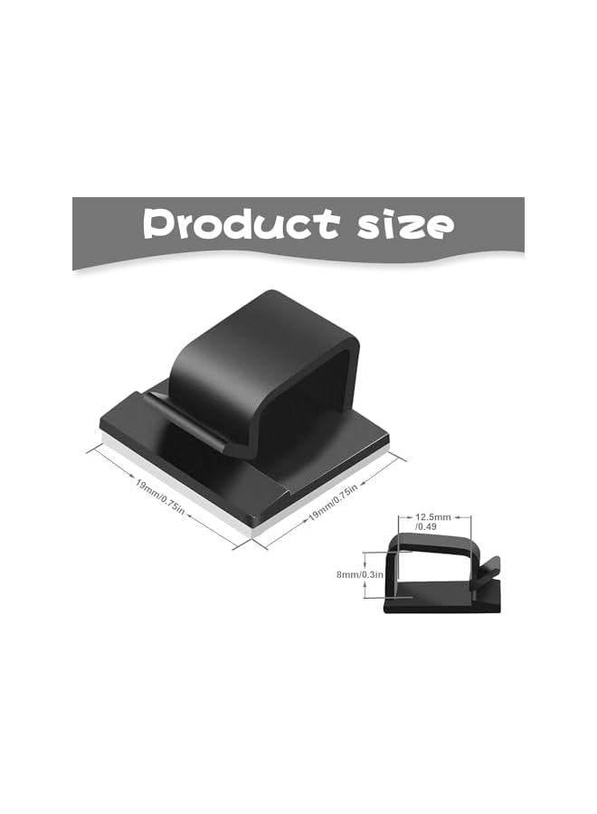 Green Tiger 100 PCS Adhesive Cable Clips,Upgraded Wall Wire Clips for Cable Management,Cable Management Staples for Under Desk, Car, Wall, TV, PC, Ethernet(Large, 50pcs White&50pcs Black) - Image 2