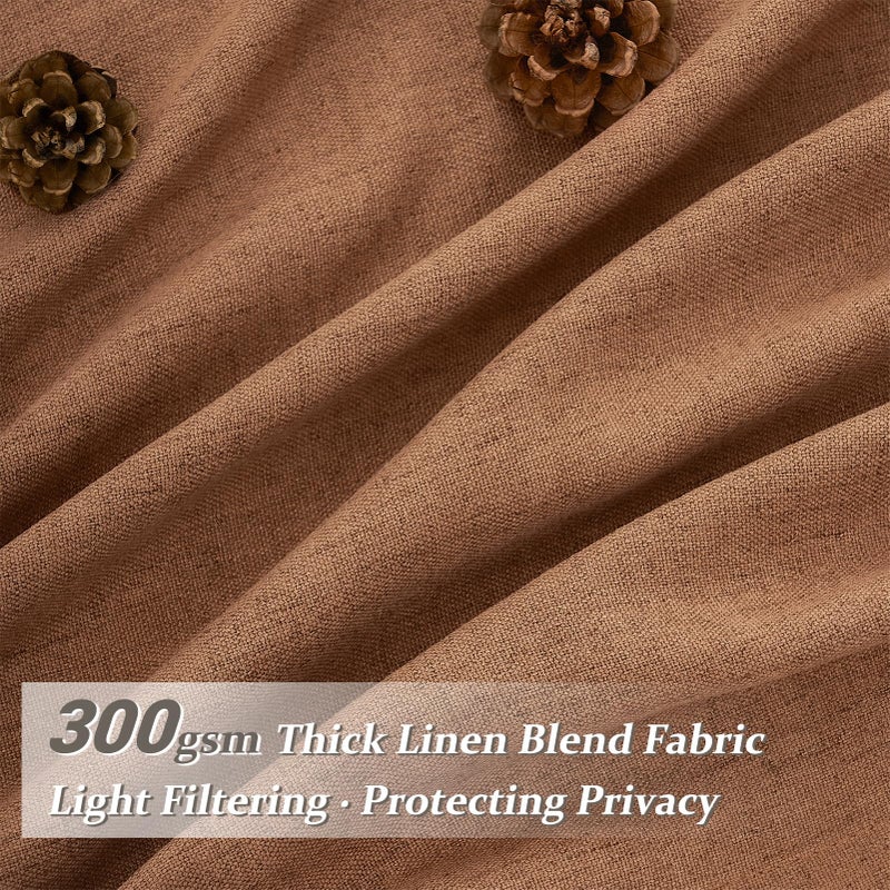 PleatedDrapes Terracotta/Burnt Orange Thick Linen Curtains 96 Inch Length 2 Panels Set for Living Room, Retro Country Boho Rust Pleat Memory Shape Curtains&Drapes Light Filtering Sheers Decor Curtains 8ft 2 Panels - Image 2