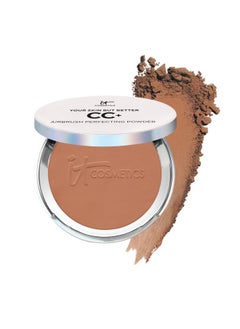 Cc+ Airbrush Perfecting Powder Foundation Buildable Full Coverage Of Pores & Dark Spots Hydrating Face Makeup With Hydrolyzed Collagen & Niacinamide Deep 0.33 Oz