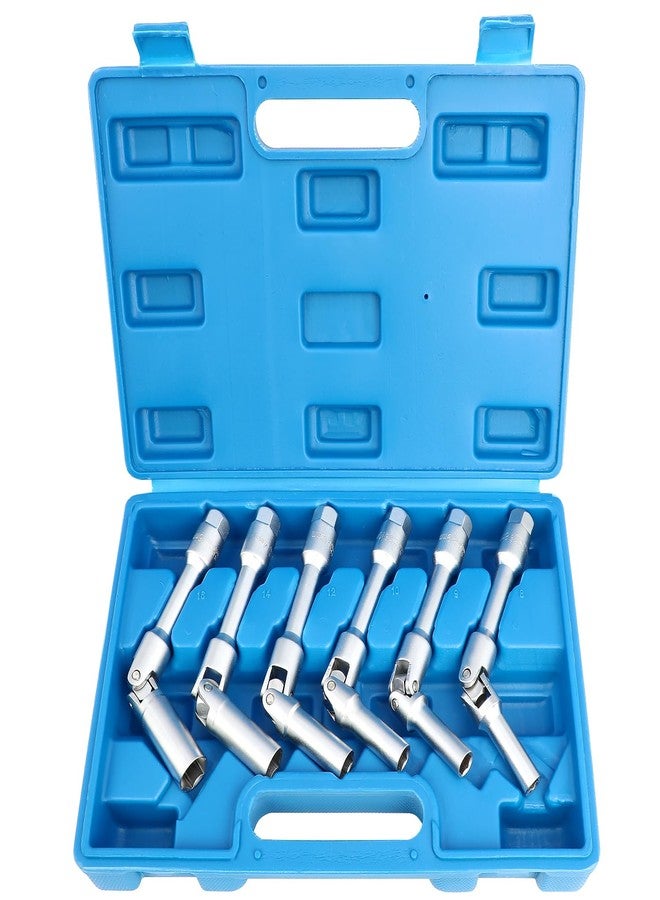 DPTOOL 6pcs 3/8" Drive Extra Long Glow Plug Socket Set, 180 Degree Universal Joint Swivel Spark Plug Socket Set, 6 Point Glow Plug Removal and Installation Tool 8mm 9mnm 10mm 12mm 14mm 16mm - Image 1