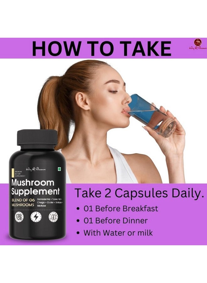 Mushroom Complex Capsules with 6 type of Powerfull Mushroom for Immunity, Energy, Brain function and Cell health, 60 Capsules Pack Of - Image 5
