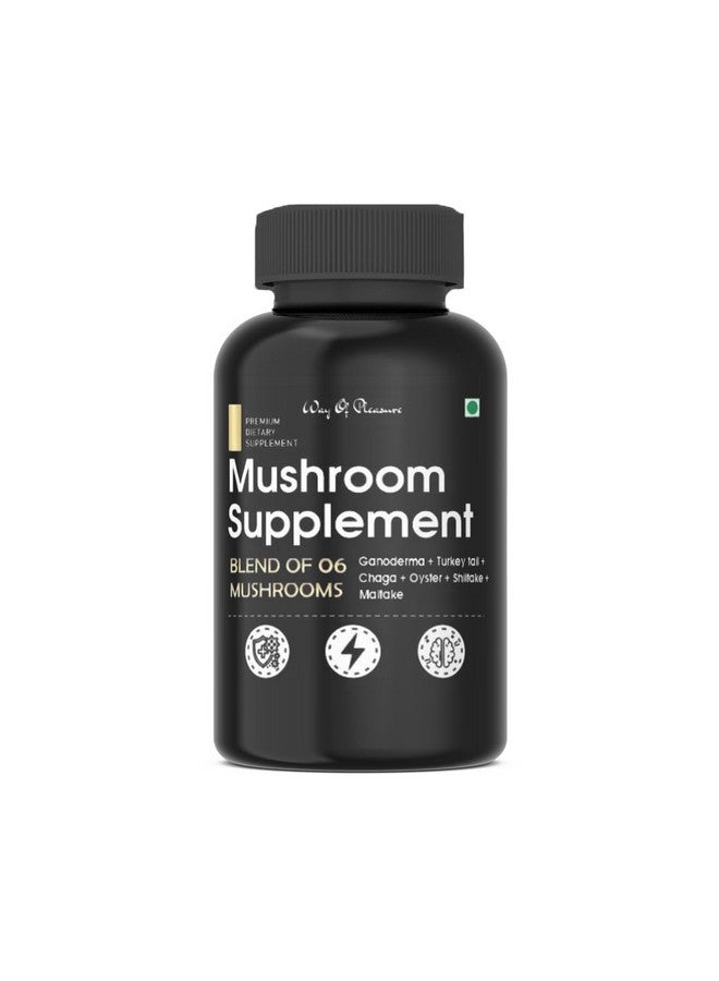 Mushroom Complex Capsules with 6 type of Powerfull Mushroom for Immunity, Energy, Brain function and Cell health, 60 Capsules Pack Of - Image 1