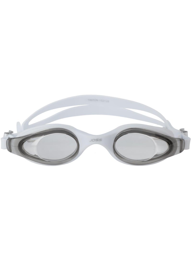 Joss Triton White/Grey Adult Swimming Goggles  Panoramic Blue Lenses, Anti-Fog, Self-Adjusting Nose Bridge, Comfortable Fit For Pool & Open Water - Image 2