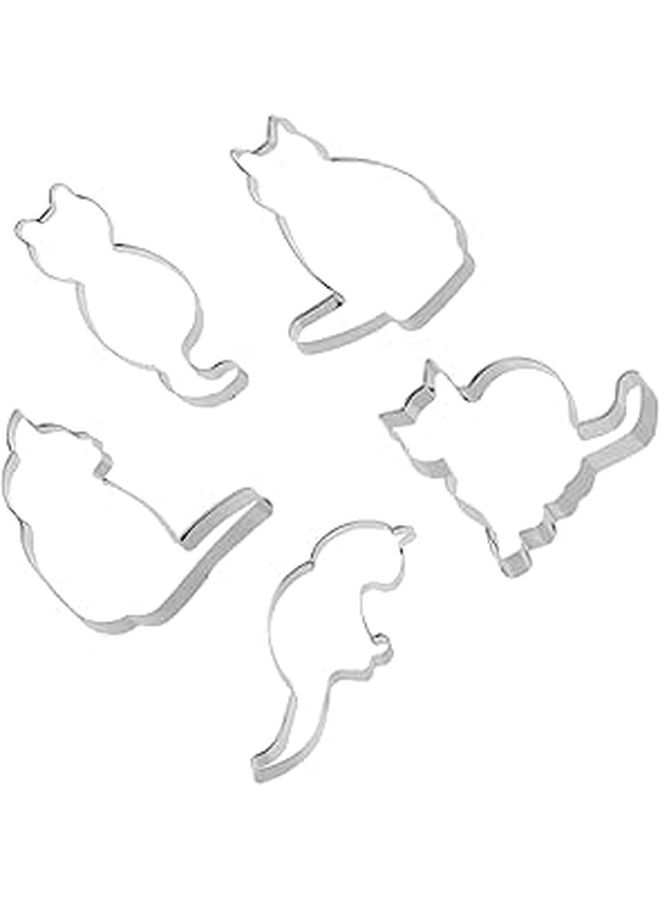 Stainless Steel Cat Cookie Cutter Set 5PCS Baking Tools Biscuit Mold - Image 1