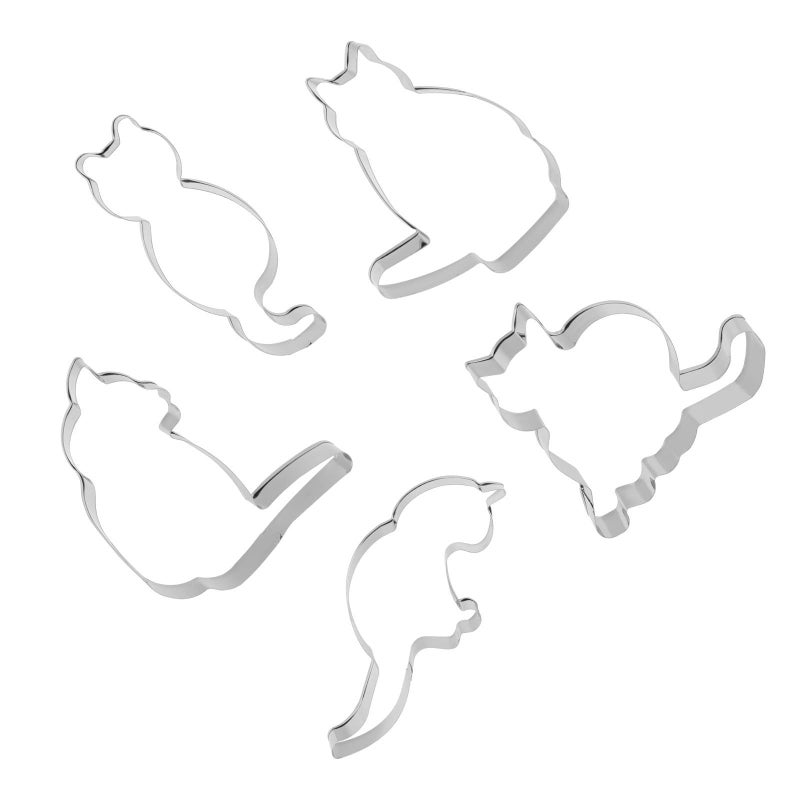 Stainless Steel Cat Cookie Cutter Set 5PCS Baking Tools Biscuit Mold - Image 2
