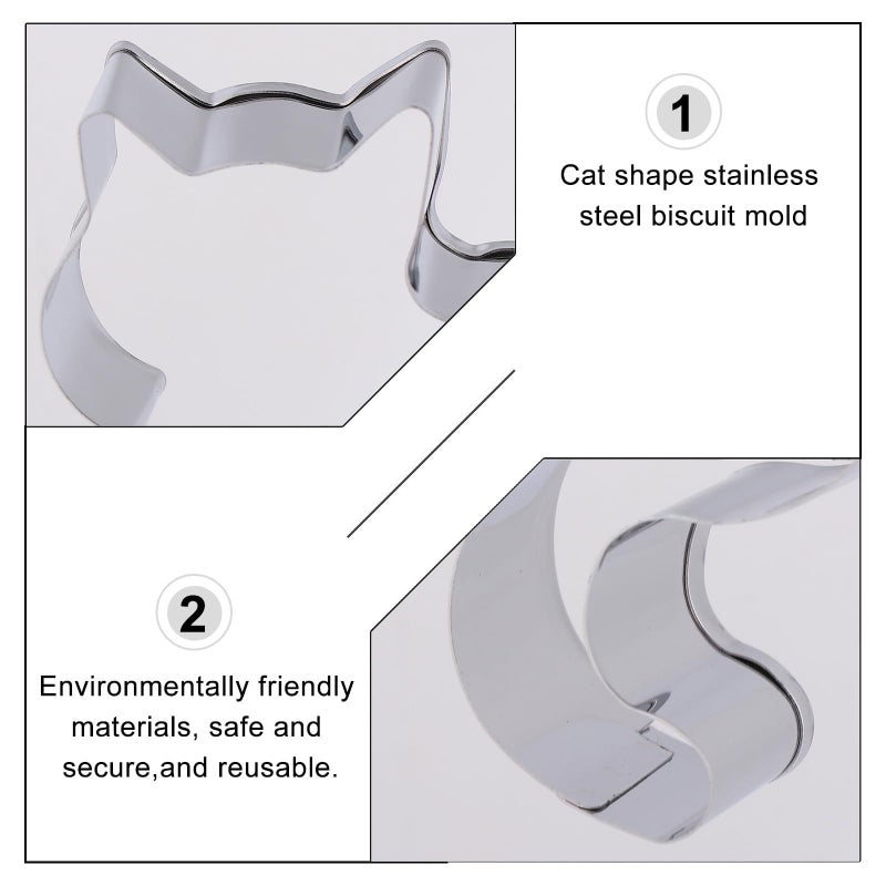 Stainless Steel Cat Cookie Cutter Set 5PCS Baking Tools Biscuit Mold - Image 4