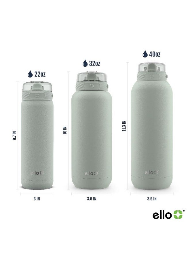 Ello Cooper 22oz Stainless Steel Water Bottle with Straw and Carry Handle, Double Walled and Vacuum Insulated Metal, Leak Proof Locking Lid with Soft Silicone Spout, Reusable, BPA Free, Sage - Image 2