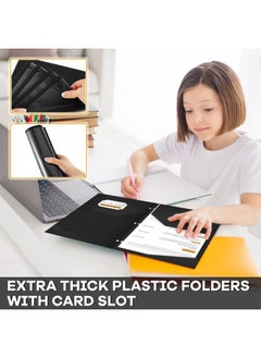 Henoyso 24 Pack Plastic File Folders With Clear Front Pocket And 3 Holes For 3 Ring Binder, Letter Size, Black  - Image 5