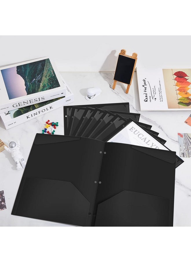Henoyso - 24 Pack Plastic File Folders With Clear Front Pocket And 3 Holes For 3 Ring Binder, Letter Size, Black - Image 1
