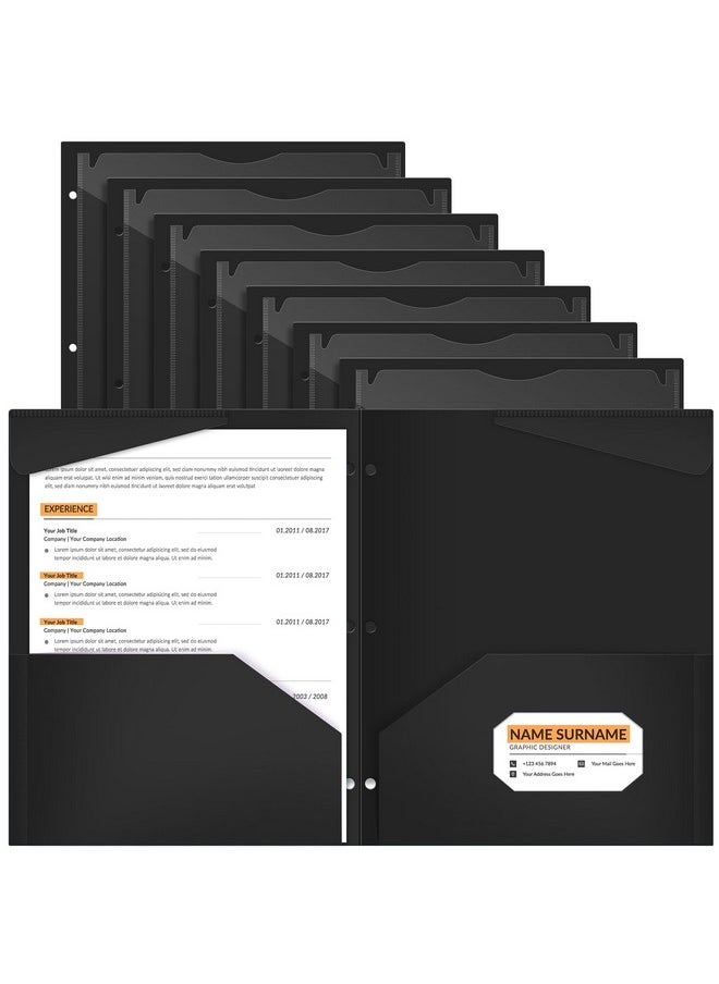 Henoyso - 24 Pack Plastic File Folders With Clear Front Pocket And 3 Holes For 3 Ring Binder, Letter Size, Black - Image 1