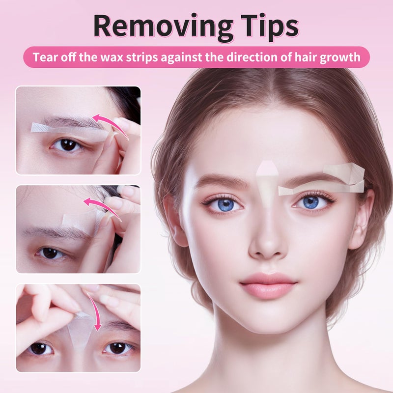 Beauty7 Facial Wax Strips Kit for Hair Removal - Eyebrow Wax Strips at Home - 24 Strip, 4 Calming Oil Wipes for Sensitive All Skin Types for Women - Image 5
