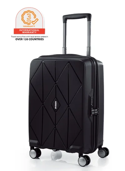 AMERICAN TOURISTER Argyle Suitcase, Cabin Size 55 cm / 20 inch, 4 Spinner Wheels, Hard Top, Polypropylene, Black|DuoSaf™ Security Zipper|TSA 008 - 3 Years International Warranty
