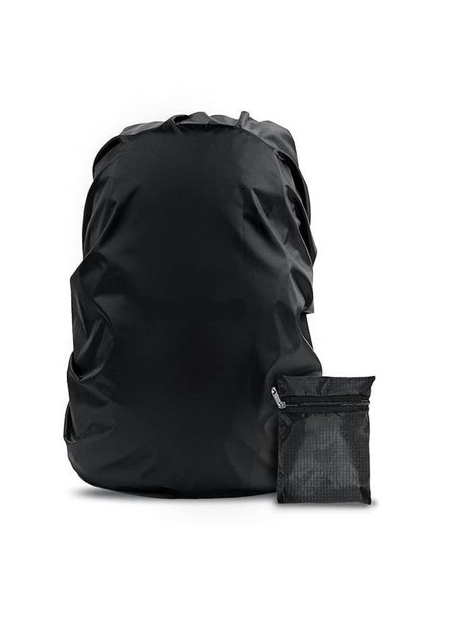 BUNVOX™ Dust & Rain Cover for Backpack with Pouch, Waterproof Dustproof Rain Cover Bag Elastic Adjustable for School, College, Office, Trekking Bags (30L-35L, Black) (Pack of 1) - Image 1