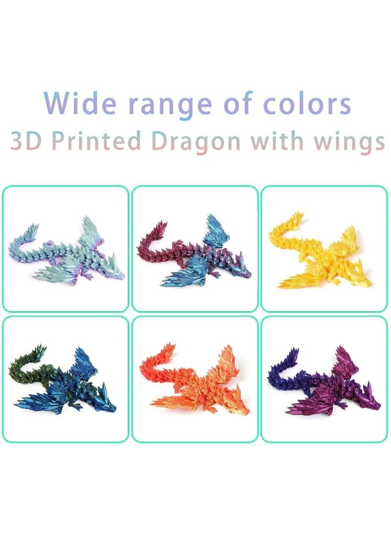 3D Printed Dragon with Wings, Flying Dragon, 8” Crystal Dragon Fidget Toy, Winged Dragon for Home Office Decor Executive Desk Toys (Blue Purple) - Image 5