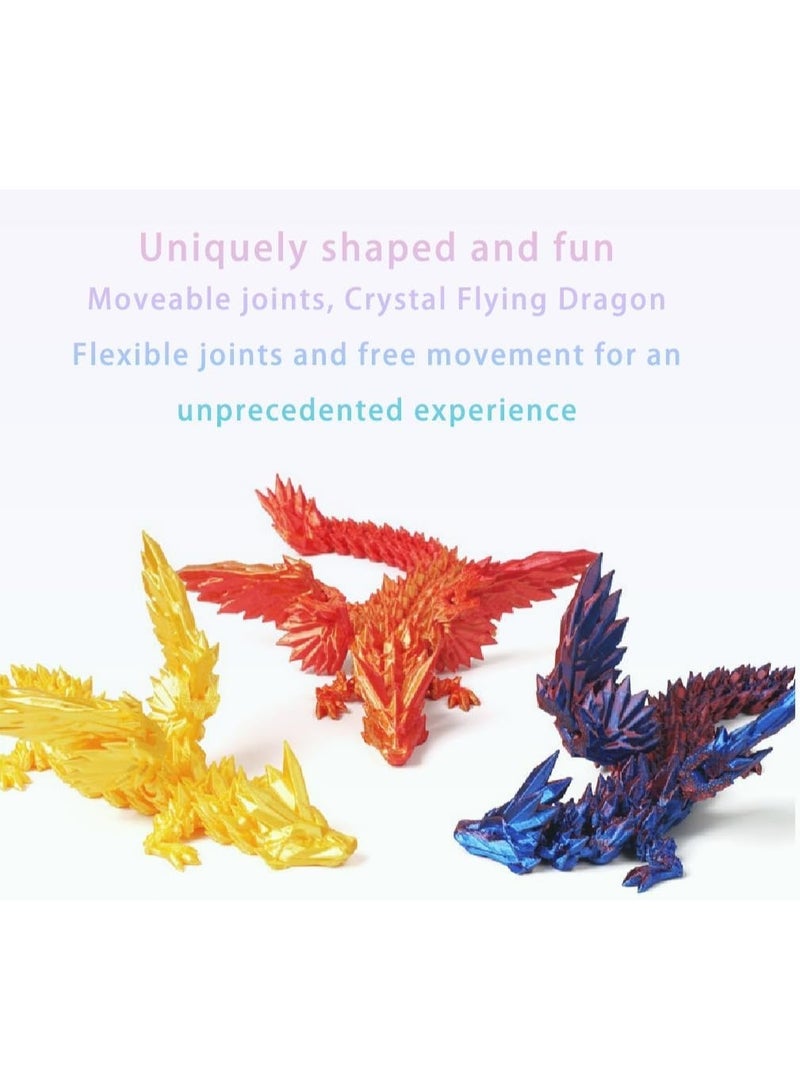 3D Printed Dragon with Wings, Flying Dragon, 8” Crystal Dragon Fidget Toy, Winged Dragon for Home Office Decor Executive Desk Toys (Blue Purple) - Image 4