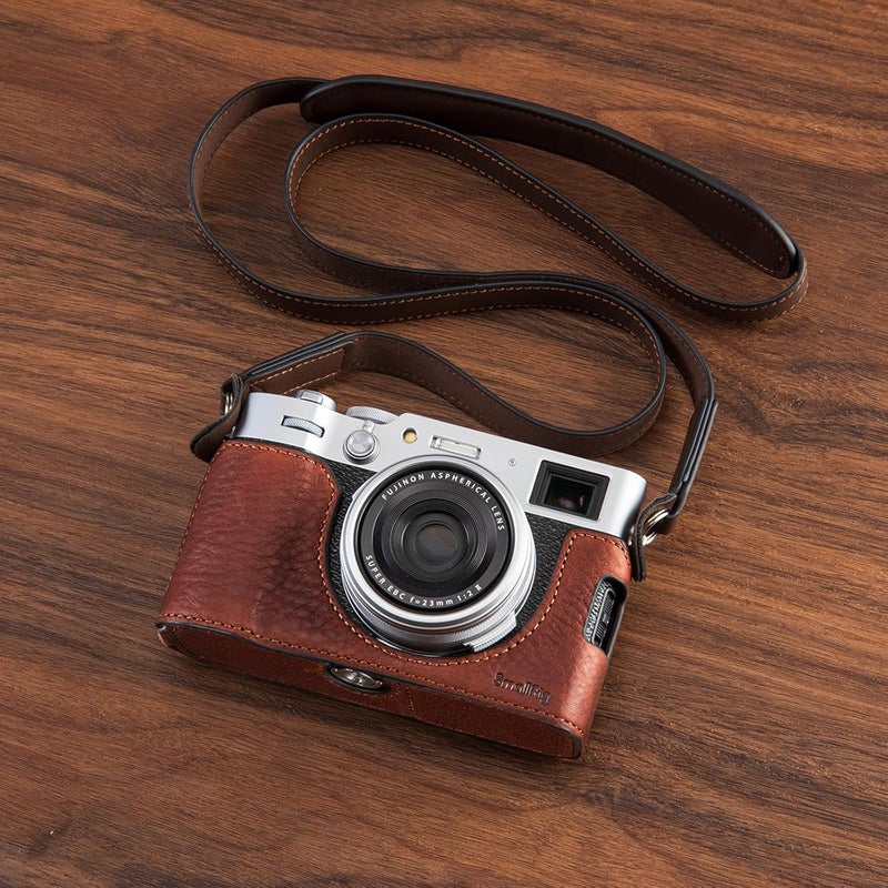 SMALLRIG X100VI Half Leather Case Kit with Shoulder Strap, Retro Style Leather Camera Half Leather Case with Aluminum Alloy Frame for FUJIFILM X100VI (Brown) - 4699 - Image 2