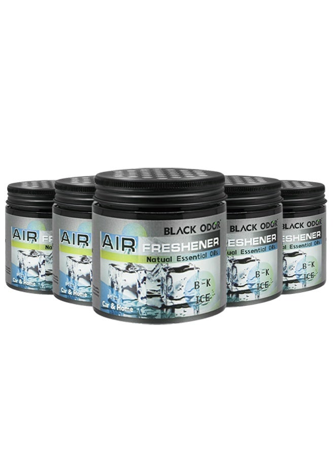 رائحة سوداء عبوة من 5 قطع جل معطر للجو (برائحة "B-K Ice" - BO-03) بوزن 180 جم، يحتوي على زيوت عطرية طبيعية، مناسب للسيارات والمنازل. - Image 1