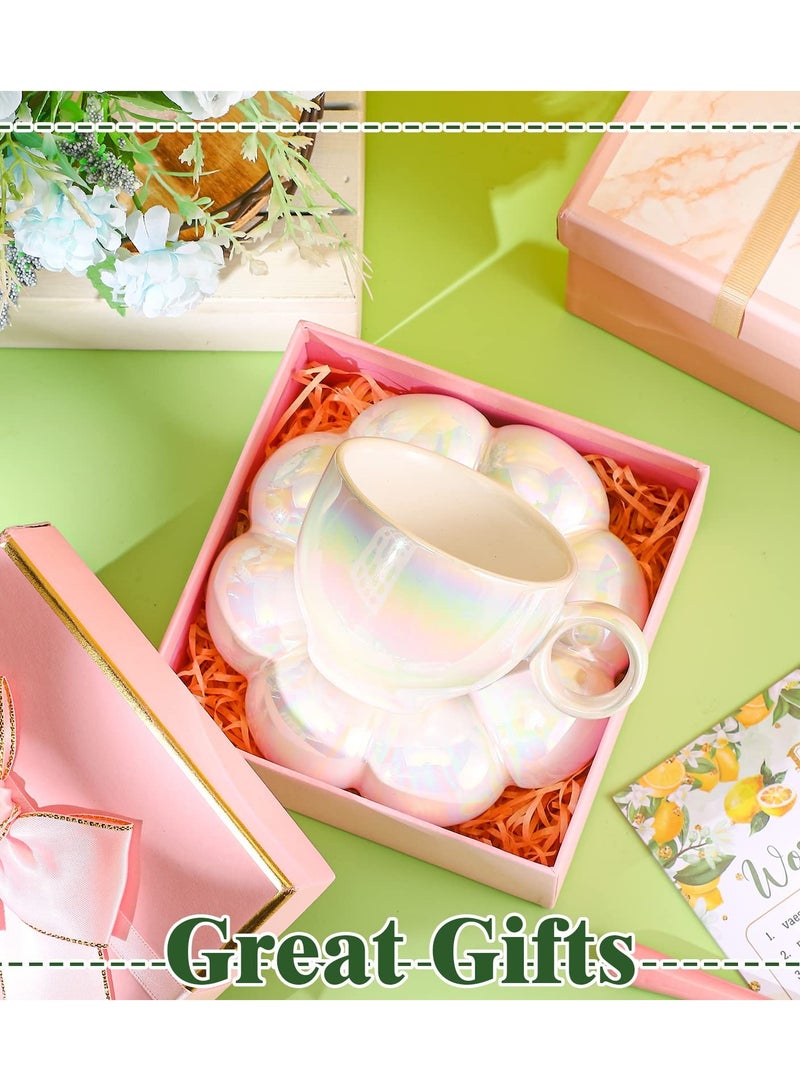 Creative Ceramic Cloud Mug Set, 7oz Floral Coffee Cup with Saucer, Perfect Gift for Women, Girlfriend Birthday, Ideal for Home or Office Tea, Latte, and Milk - Image 4