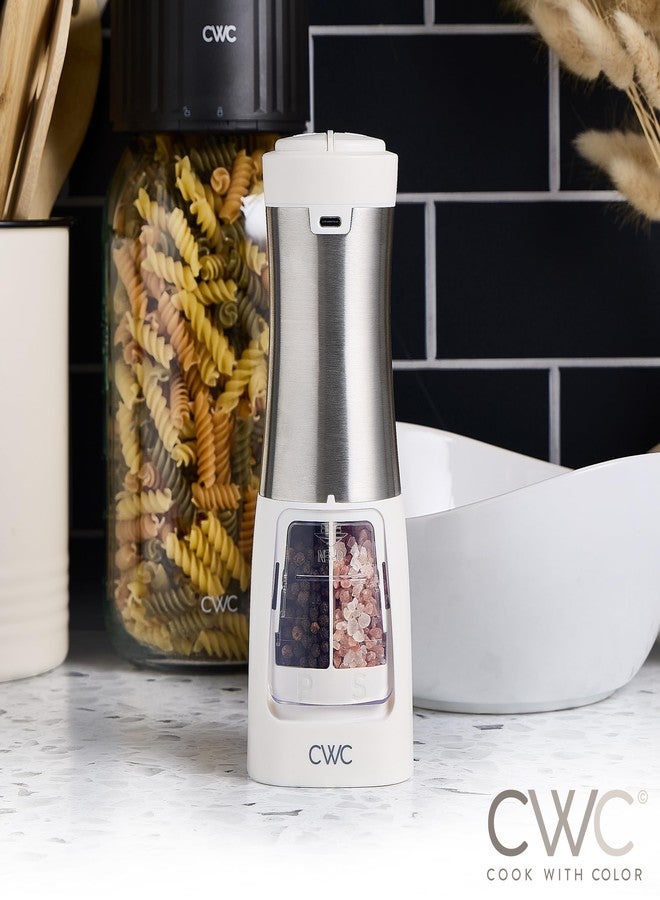 كوك ويذ كولرز مرشّة ملح وفلفل قابلة لإعادة الشحن من كووك وذ كولور، 2 في 1 - مطحنتان للملح والفلفل، 2.83 × 2.83 × 7.87 بوصة، لون كريمي - Image 5