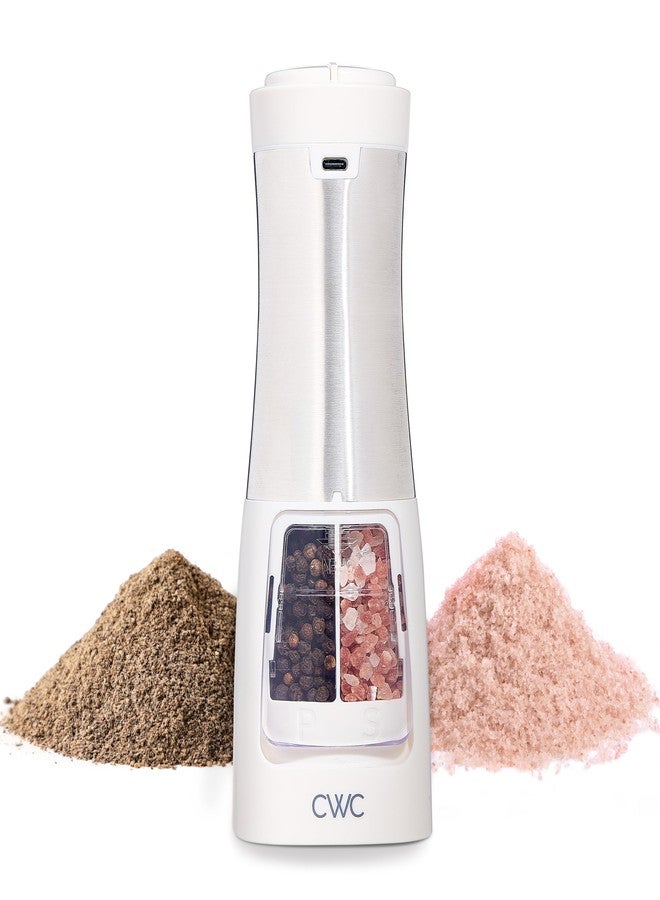 كوك ويذ كولرز مرشّة ملح وفلفل قابلة لإعادة الشحن من كووك وذ كولور، 2 في 1 - مطحنتان للملح والفلفل، 2.83 × 2.83 × 7.87 بوصة، لون كريمي - Image 1