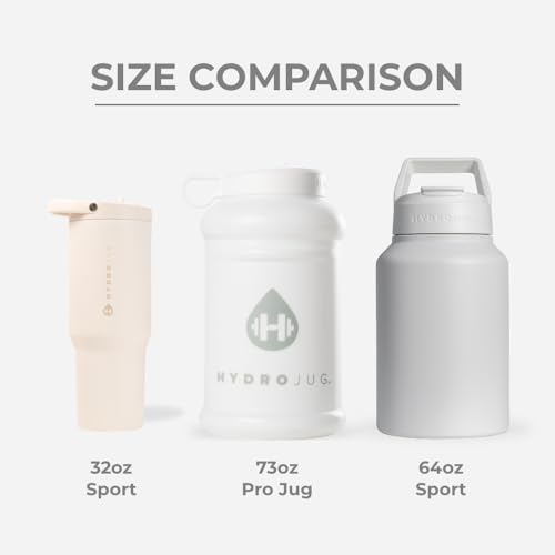 HydroJug Half Gallon Water Bottle 73oz - Refillable, Reusable Jug With Carry Handle - Leakproof Guarantee - Great For On-The-Go Hydration - Dishwasher Safe, BPA Free, White (Pro Jug V2) - Image 4
