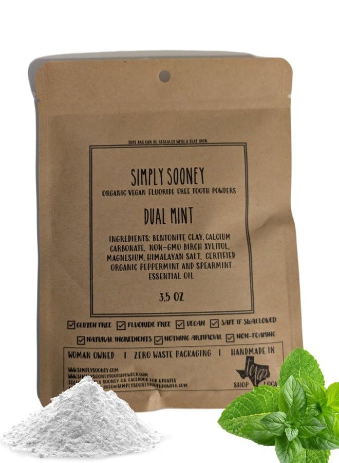 SIMPLY SOONEY Zero Waste up to 6 Month Supply I Organic Vegan Fluoride Free Tooth Powder I Dual Mint Flavor I Ships Without Any Plastic Packaging (Zero Waste Bag) - Image 1