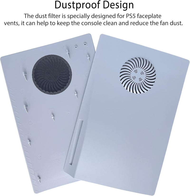 Dobewingdelou PS5 Faceplate with Cooling Vents and Dust Filter for Disc Edition PS5 Face Plate Console Cover Replacement Side Plate Shell Dustproof Accessories ABS Case White - Image 3