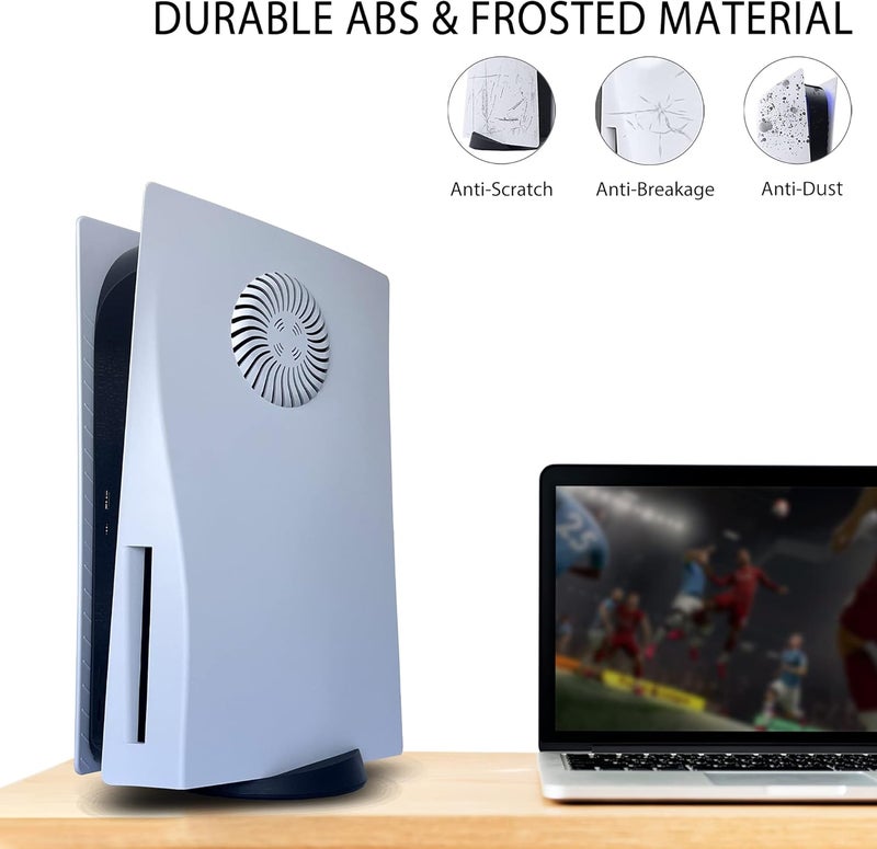 Dobewingdelou PS5 Faceplate with Cooling Vents and Dust Filter for Disc Edition PS5 Face Plate Console Cover Replacement Side Plate Shell Dustproof Accessories ABS Case White - Image 4
