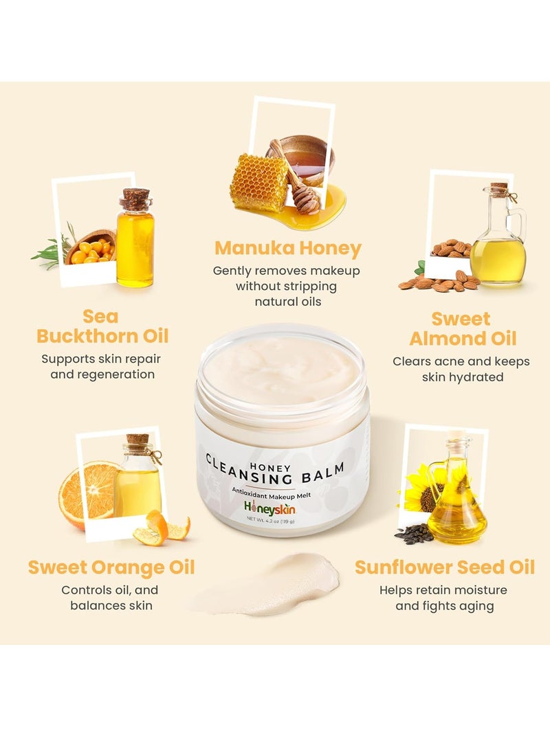 Honey Cleansing Balm Makeup Remover - Face and Eye Makeup Remover for Sensitive Skin Face Wash - Hydrating Facial Cleanser and Gentle to Face Makeup Melting Balm (4oz) - pzsku/ZCD8ECD5AAB64686C7905Z/45/_/1740139129/a048d2e0-8e4d-4140-8276-95b7dcec4db4