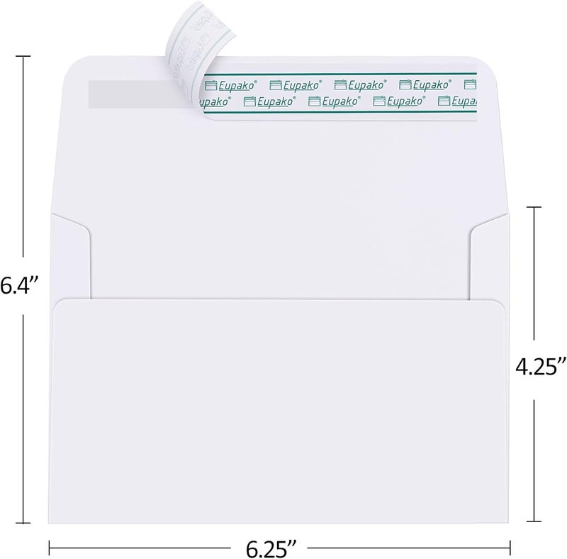 Eupako A4 White Photo Envelopes 4x6, 250 Pack Self Seal Envelopes for 4x6 Cards, Photos, Invitations, Wedding, Graduation, Baby Shower, 4.25 x 6.25 Inches - Image 2