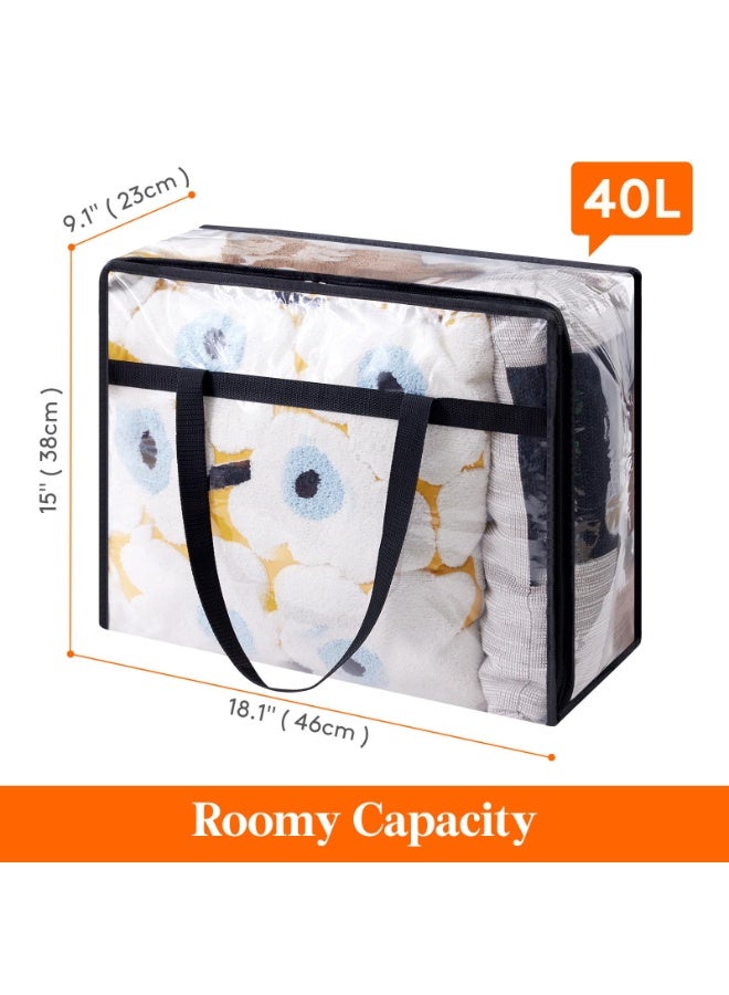 4 Pack Clear Clothes Storage Bags, 40L Plastic Blanket Storage Bags, Vinyl Foldable Moving Bags with Zipper, Closet Organizers and Storage Containers for Bedding, Duvet, Comforter - Image 3